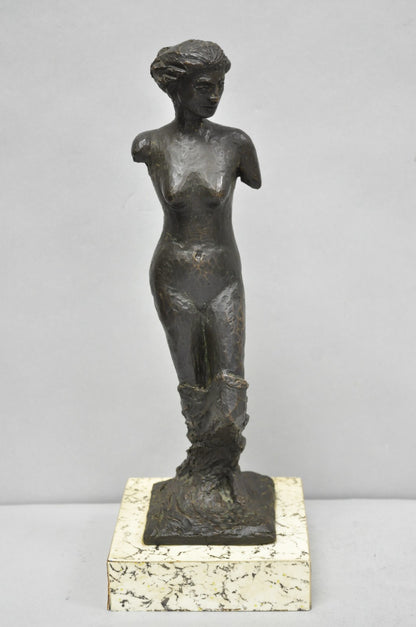 Vintage Mid Century Modern Bronze Nude Woman Sculpture Figure Signed "A RISI"