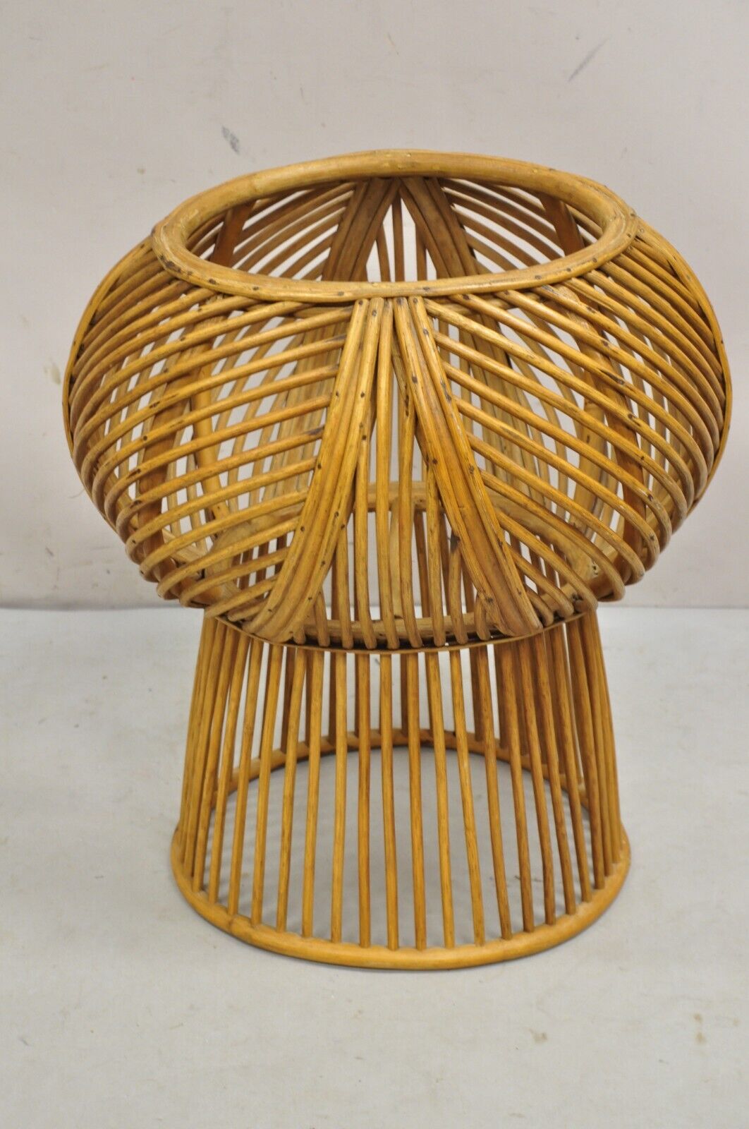 Vintage Mid Century Modern Woven Wicker Franco Albini Style Rattan Plant Stand