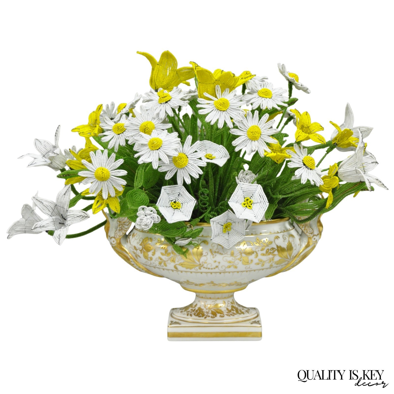 Antique Limoges French Regency White & Gold Porcelain Swan Urn Vase Cachepot