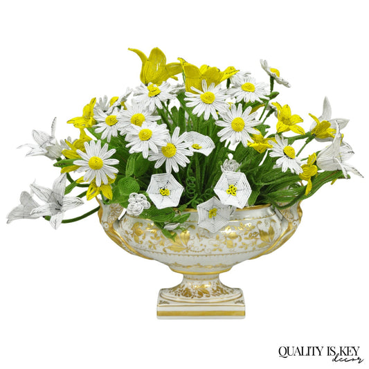 Antique Limoges French Regency White & Gold Porcelain Swan Urn Vase Cachepot