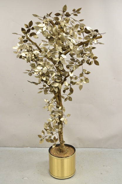 Vintage Mid Century Modern Curtis Jere Style Brutalist Brass Tree Sculpture