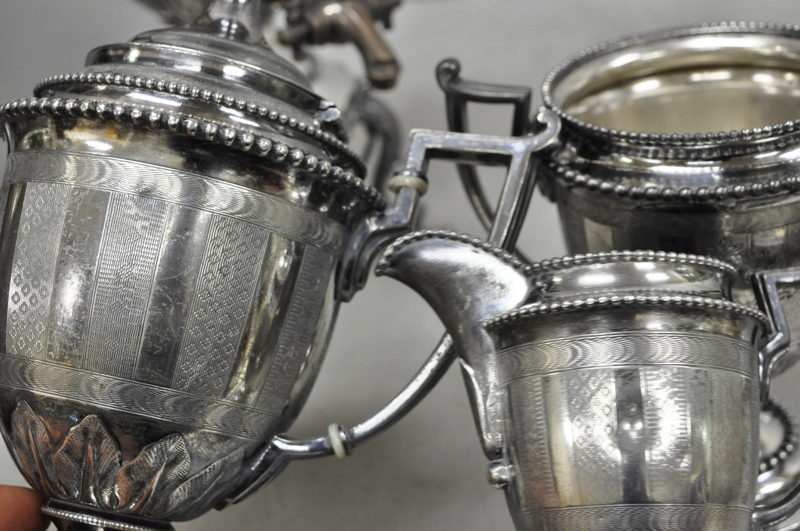 Antique Reed & Barton 1929 English Regency Silver Plated Samovar Tea Set 4 Pcs