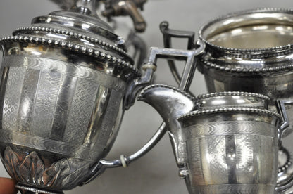 Antique Reed & Barton 1929 English Regency Silver Plated Samovar Tea Set 4 Pcs