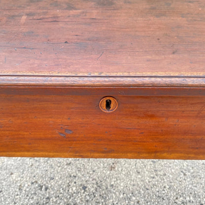 Antique Primitive Colonial Cherry Wood & Walnut Tall Schoolmasters Desk Table