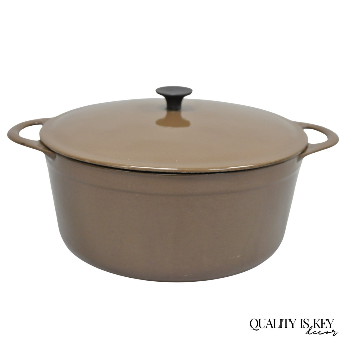 Vintage Cousances France Enameled Cast Iron Dutch Oven Pot Chocolate Brown # 22
