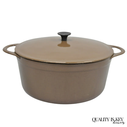 Vintage Cousances France Enameled Cast Iron Dutch Oven Pot Chocolate Brown # 22