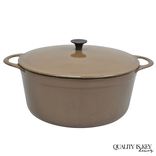 Vintage Cousances France Enameled Cast Iron Dutch Oven Pot Chocolate Brown # 22