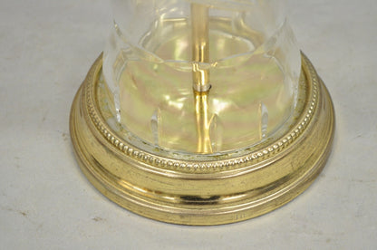 Vintage Chinoiserie Cut Crystal Glass Ginger Jar Brass Oriental Table Lamp
