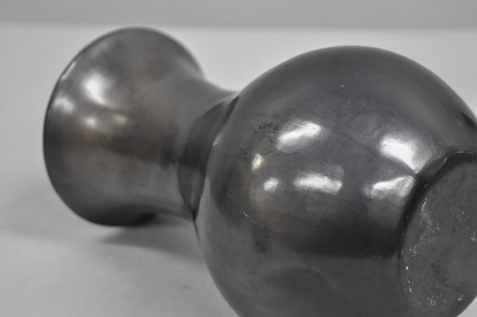 Dona Rosa Barro Negro Black Pottery 9" Bulbous Flower Vase Mid Century Modern
