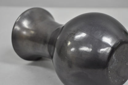 Dona Rosa Barro Negro Black Pottery 9" Bulbous Flower Vase Mid Century Modern