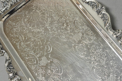 Vintage Old English Poole Silver Plated Footed Narrow Serving Platter Bar Tray