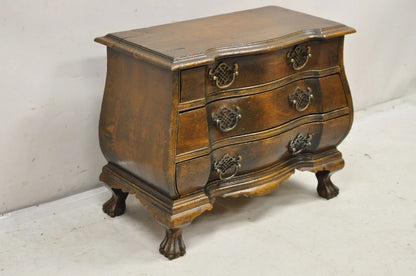 Vintage Small Salesman Sample Chippendale Georgian Style 3 Drawer Bombe Commode