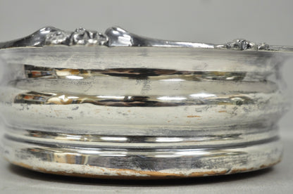 Antique English Victorian Silver Plated Rose Repousse Bar Wine Bottle Coaster