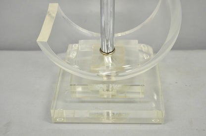 Vintage Mid Century Modern Clear Lucite "S" or "$" Sculptural Table Lamp