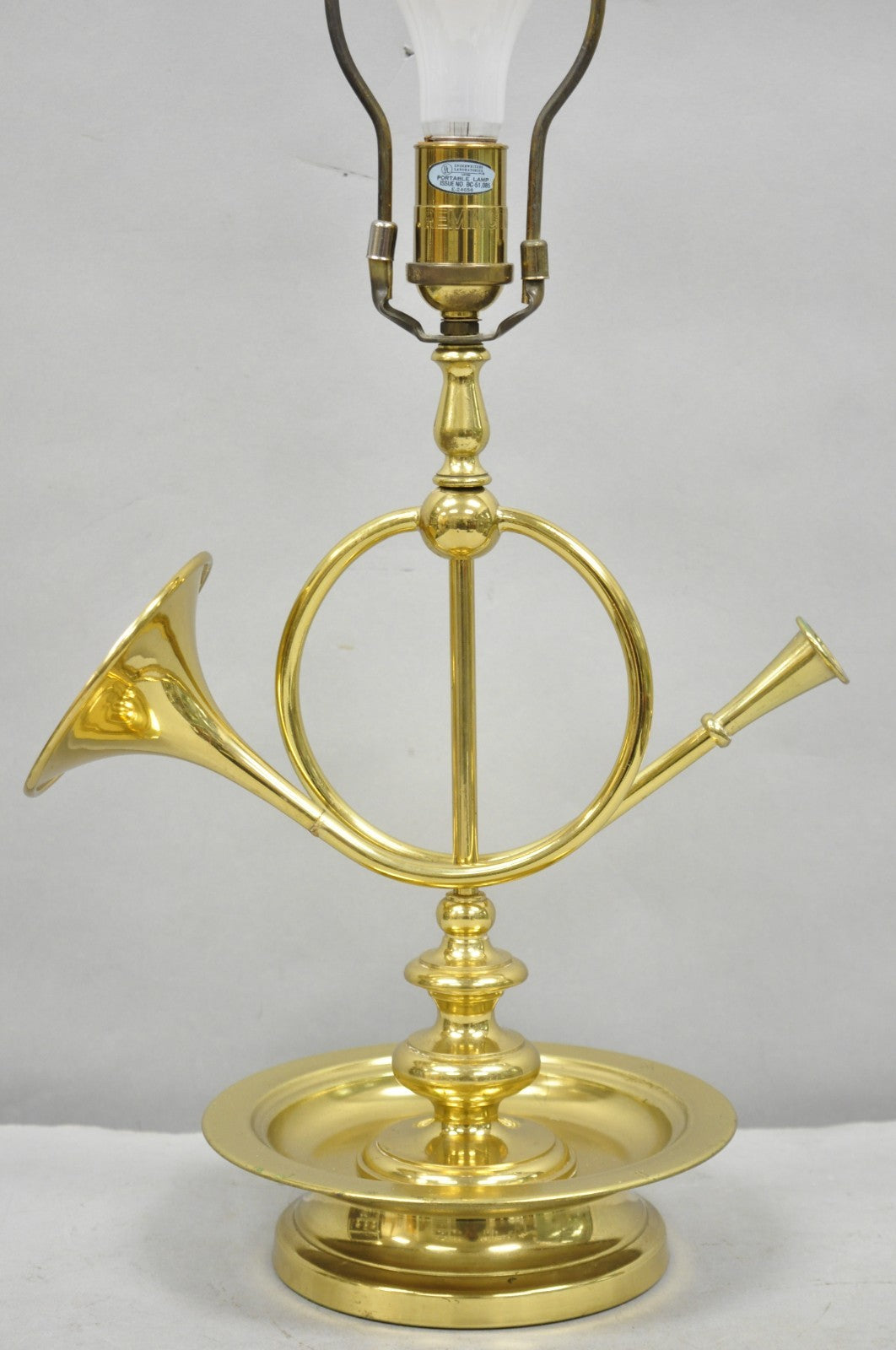 Vintage Remington Brass Equestrian Hunting Horn French Horn Table Lamp