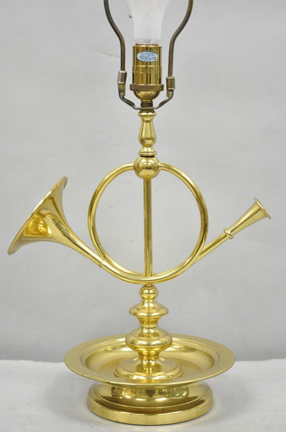 Vintage Remington Brass Equestrian Hunting Horn French Horn Table Lamp