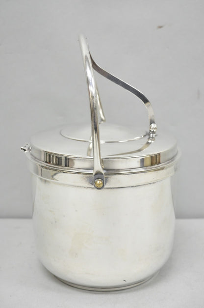 Gorham YC141 Mid Century Modern Silver Plated Reticulating Hinge Ice Bucket