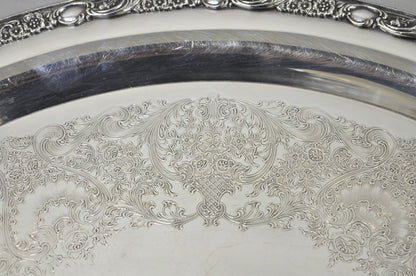 Vintage WM Rogers & Son "Victorian Rose" Silver Plated Oval Serving Platter Tray