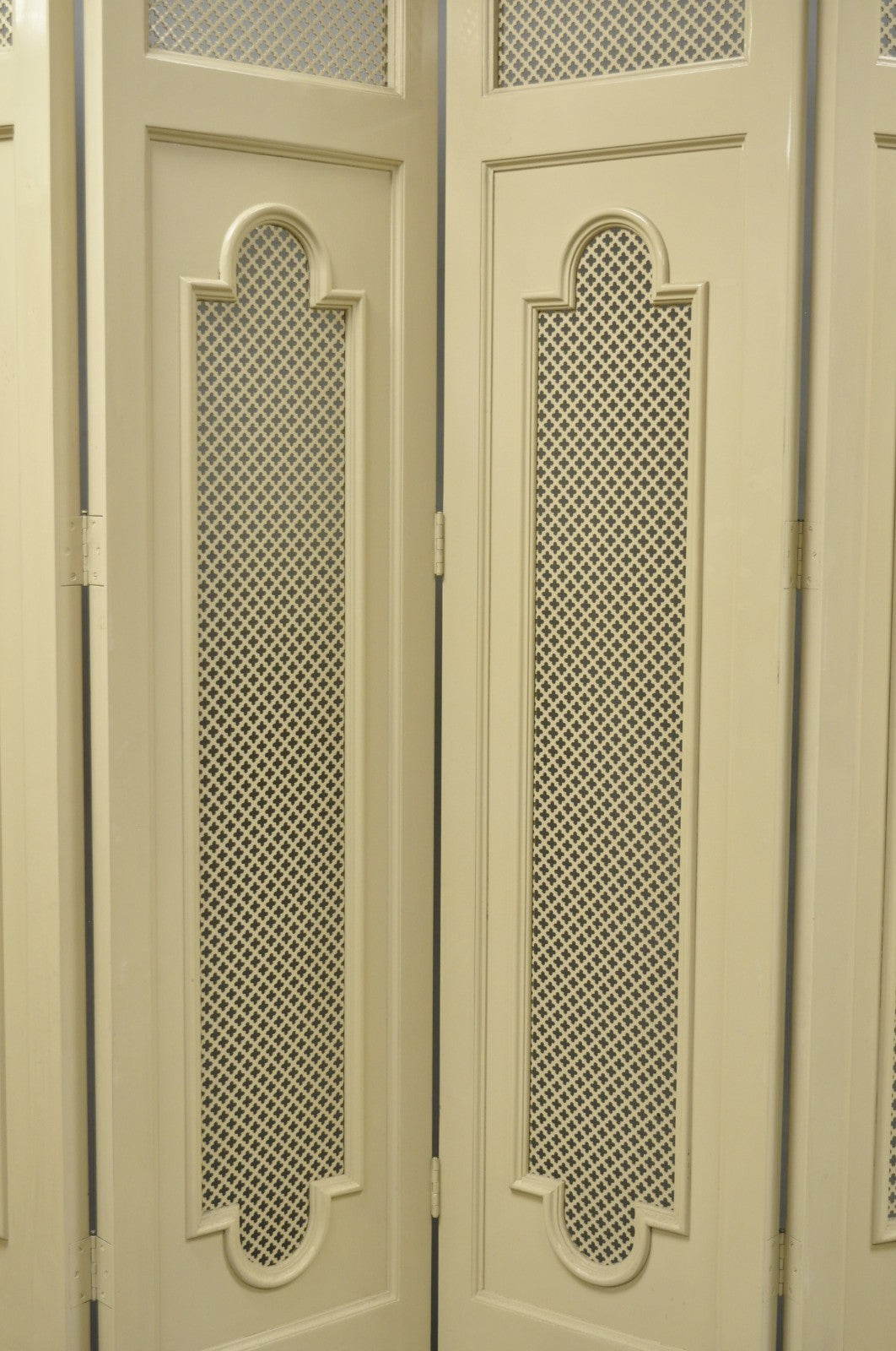 Vintage Lrg Hollywood Regency 92" Tall 6 Panel Bone Lacquer Room Divider Screen