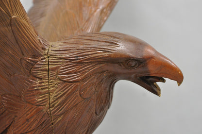 Vintage Black Forest 24" Hand Carved Wood Bald Eagle Figure Statue Sculpture