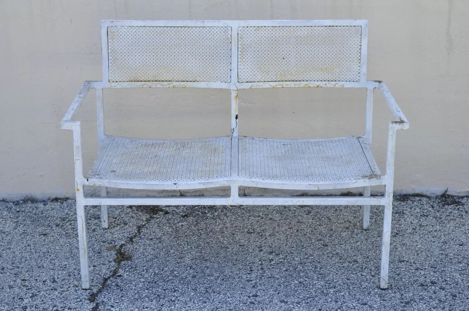 Vintage Burgess England Mid Century Modern Iron Metal Patio Chair Set - 5 Pc Set