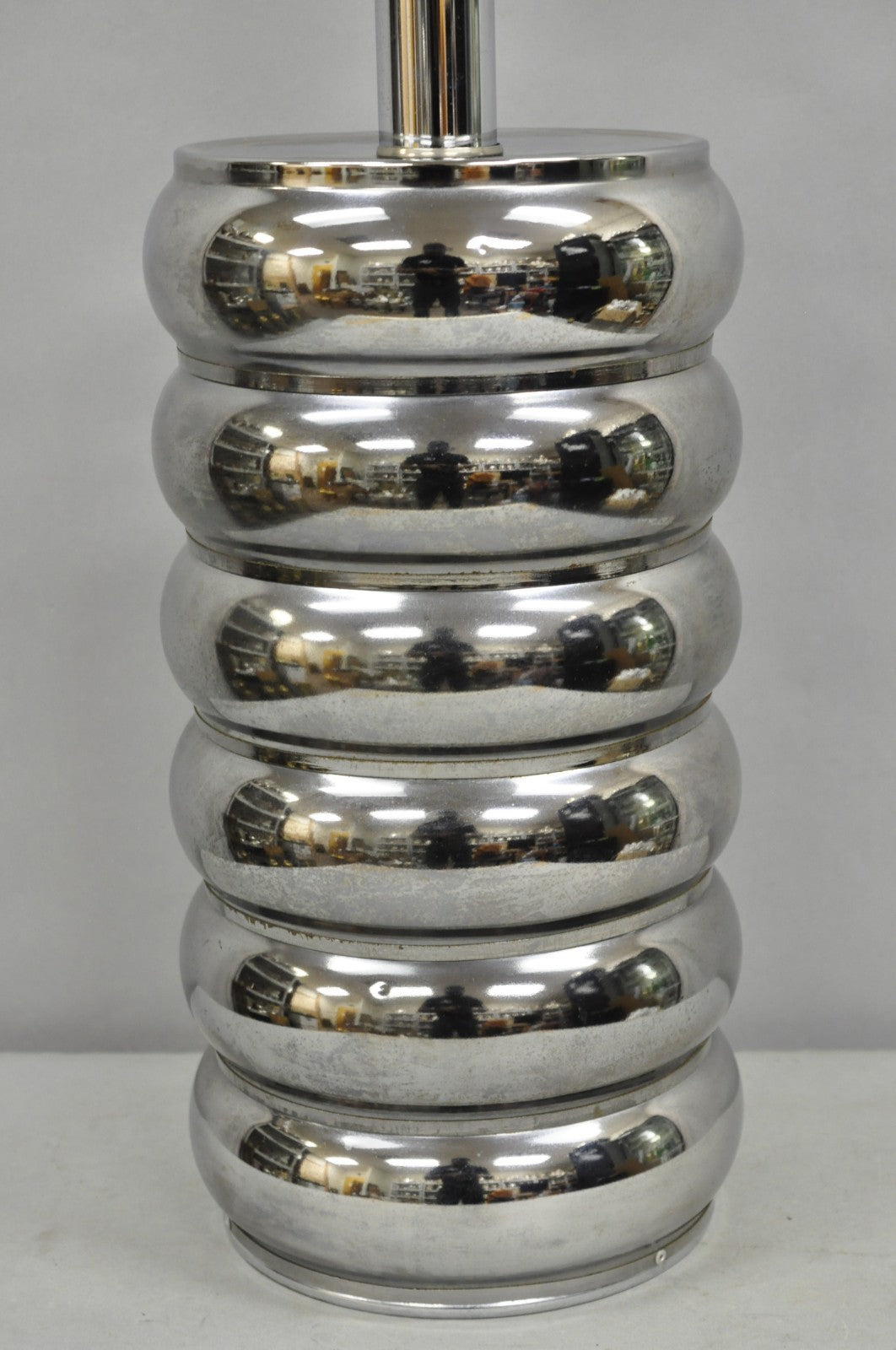 Vintage Mid Century Modern George Kovacs Stacked Ball Chrome Gunmetal Table Lamp