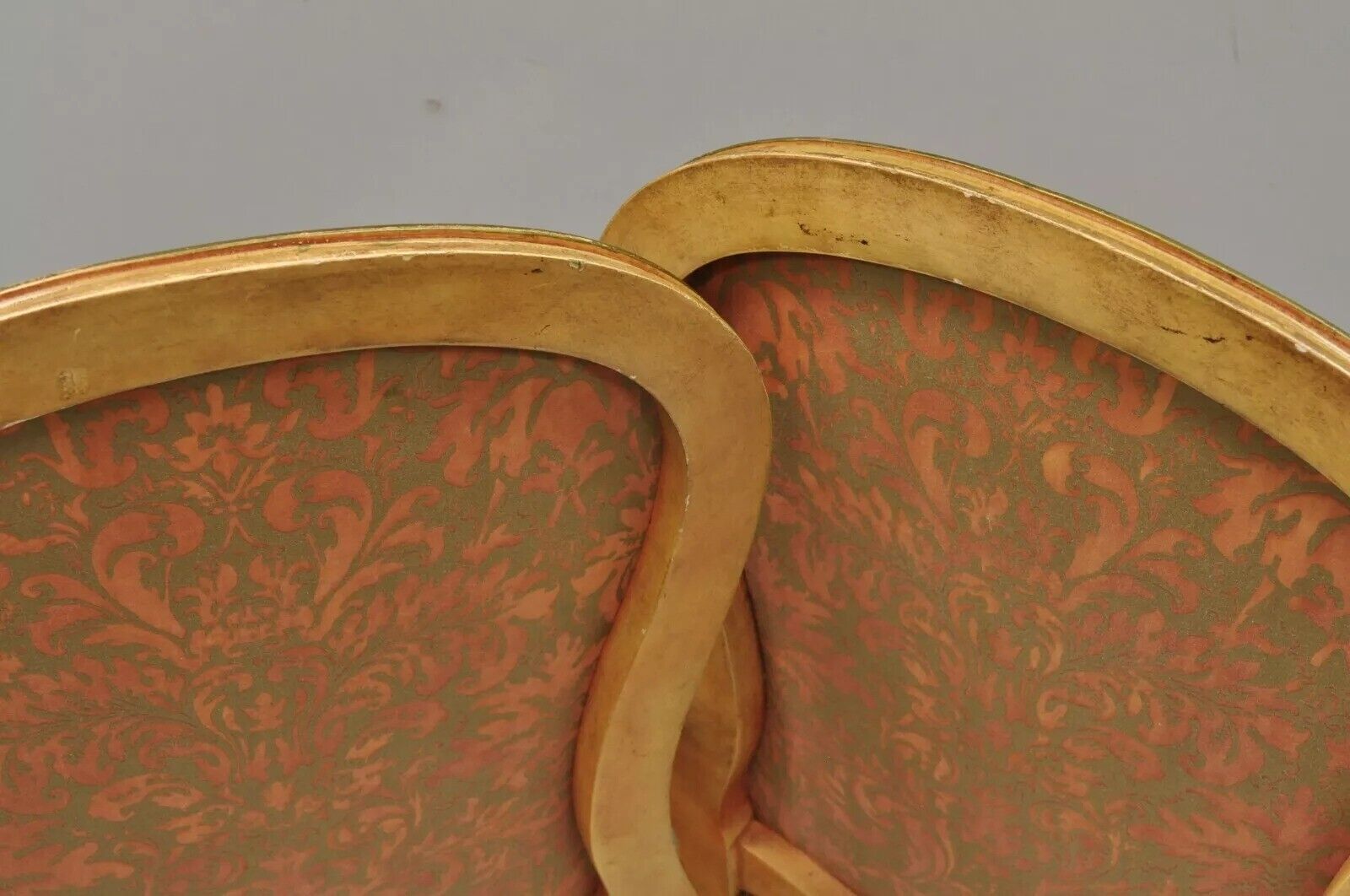 Italian Provincial French Hollywood Regency Upholstered Dining Arm Chairs - Pair
