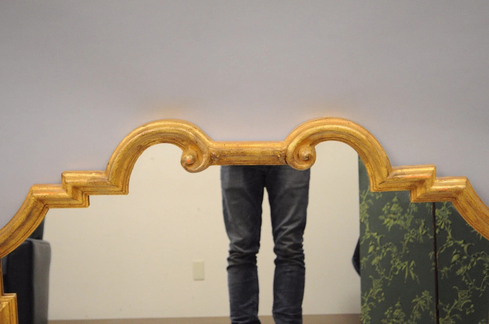 Vintage Italian Hollywood Regency Gold Gilt Carved Wood 32 x 40 Wall Mirror