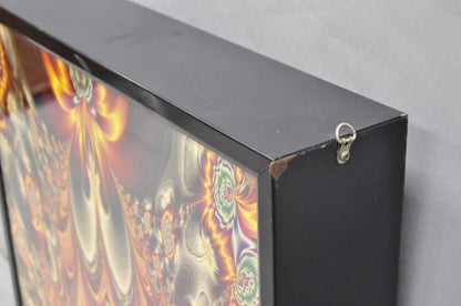 Vintage 1990s Illuminated Shadowbox Psychedelic Wall Art Framed Poster 30x24