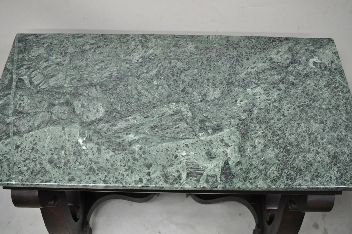 Antique American Empire Mahogany Green Marble Top Console Hall Table