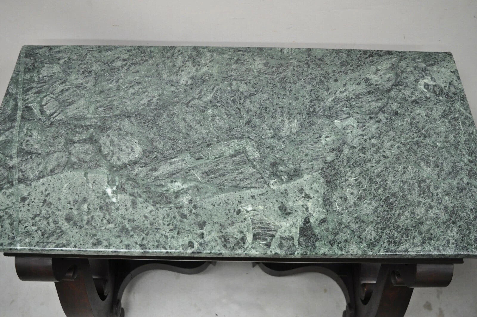 Antique American Empire Mahogany Green Marble Top Console Hall Table