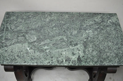 Antique American Empire Mahogany Green Marble Top Console Hall Table