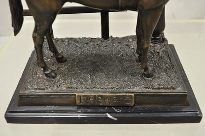 Delaware Park Bronze Equestrian Marble Base Horse Jockey Statue Sculpture