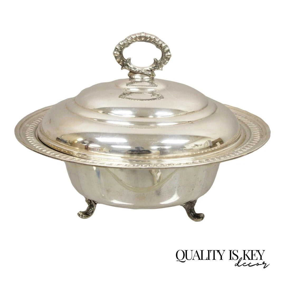 Vintage Victorian Silver Plated Covered Vegetable Serving Dish Platter Bowl