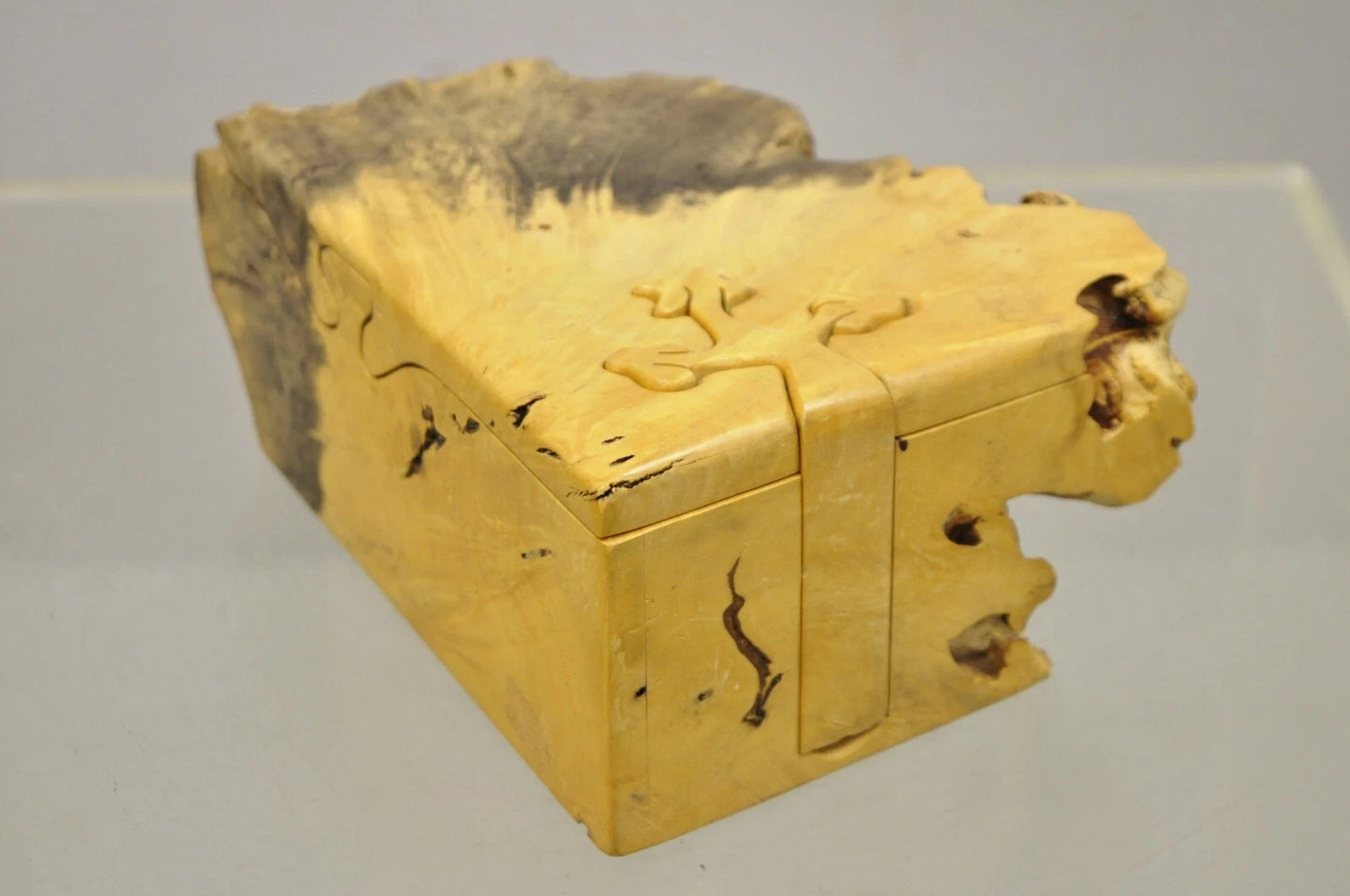 Richard Rothbard Mid Century Modern Burl Wood Live Edge Puzzle Jewelry Box