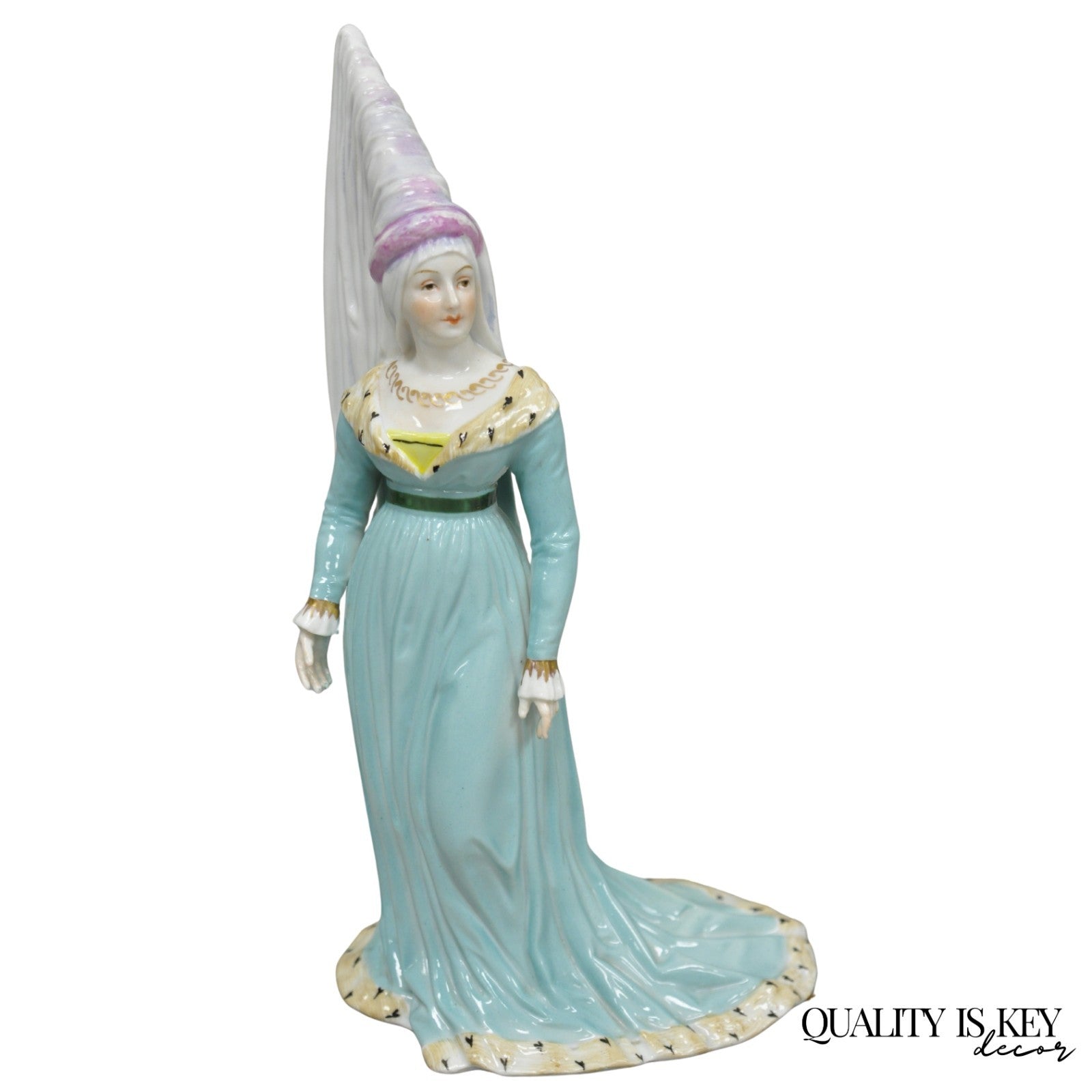 Antique Carl Thieme Potschappel German Dresden Porcelain Medieval Lady Figurine