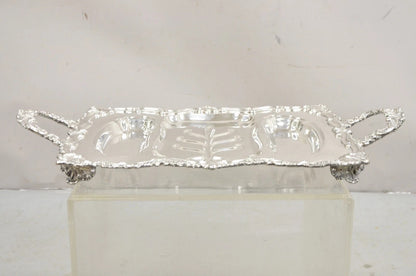 Vintage Victorian Silver Plated Twin Handle Meat Cutlery Serving Platter Tray