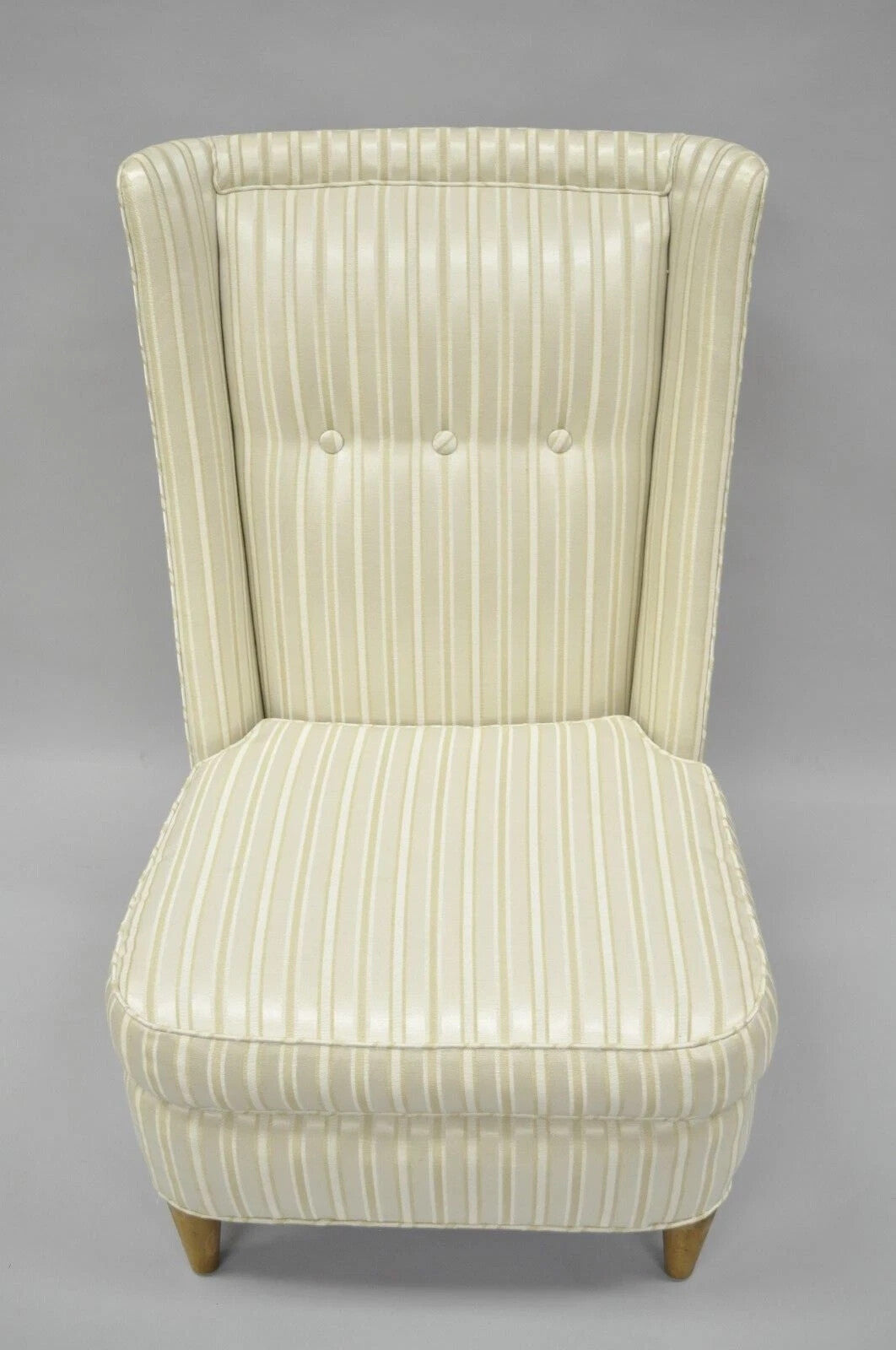Paul Laszlo Mid Century Modern Upholstered Barrel Wing Back Slipper Lounge Chair
