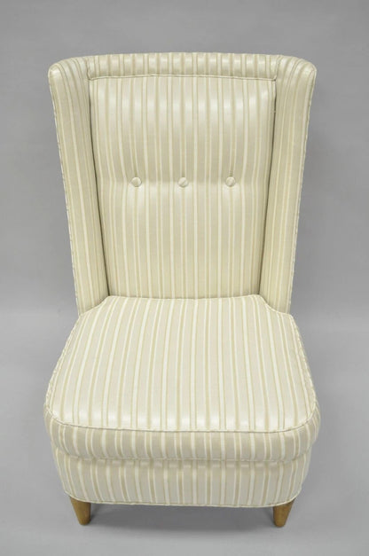 Paul Laszlo Mid Century Modern Upholstered Barrel Wing Back Slipper Lounge Chair