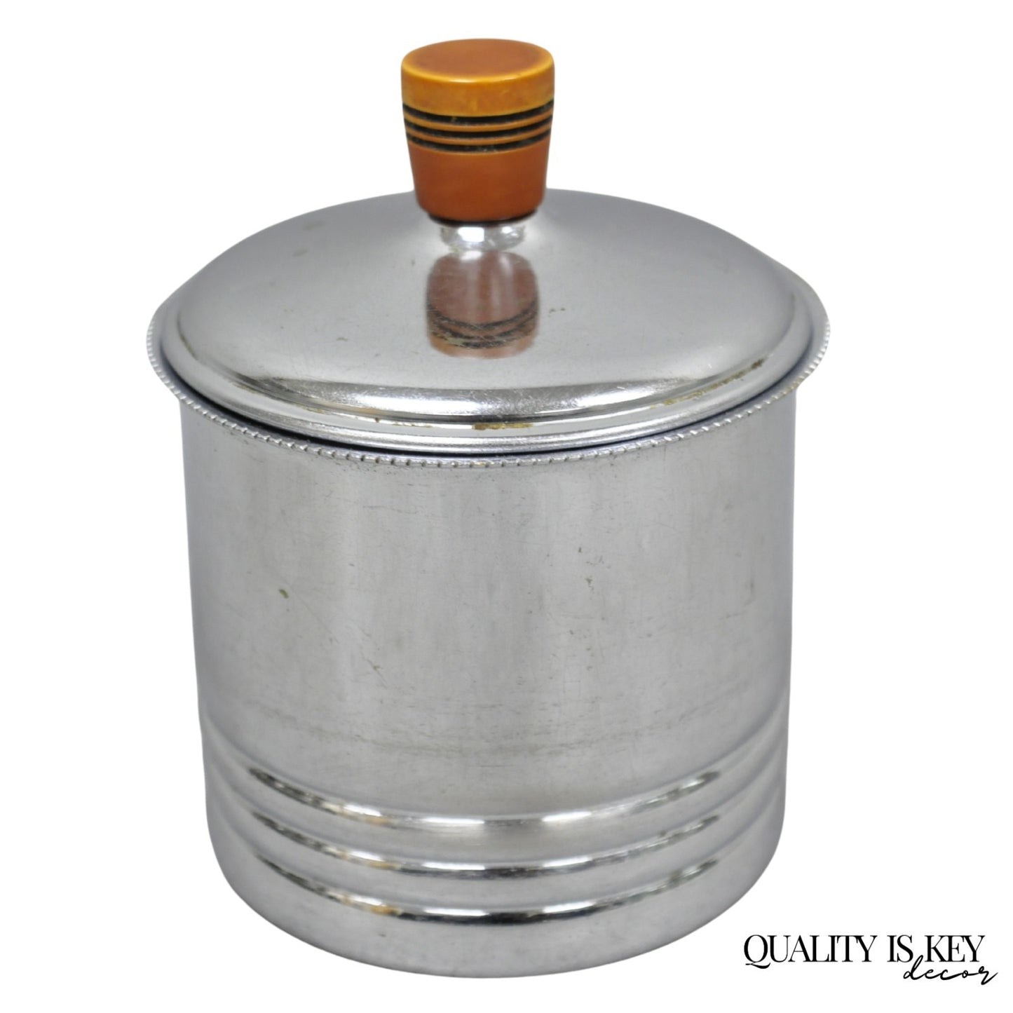 Vintage Art Deco Krome Kraf Farber Bros Silver Plated Sugar Bowl Bakelite Handle