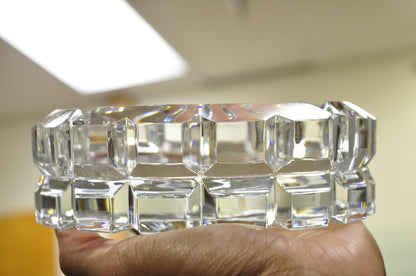 Vintage Highcrest by Mikasa Large 7" Leaded Crystal Glass Ashtray Cube Pattern