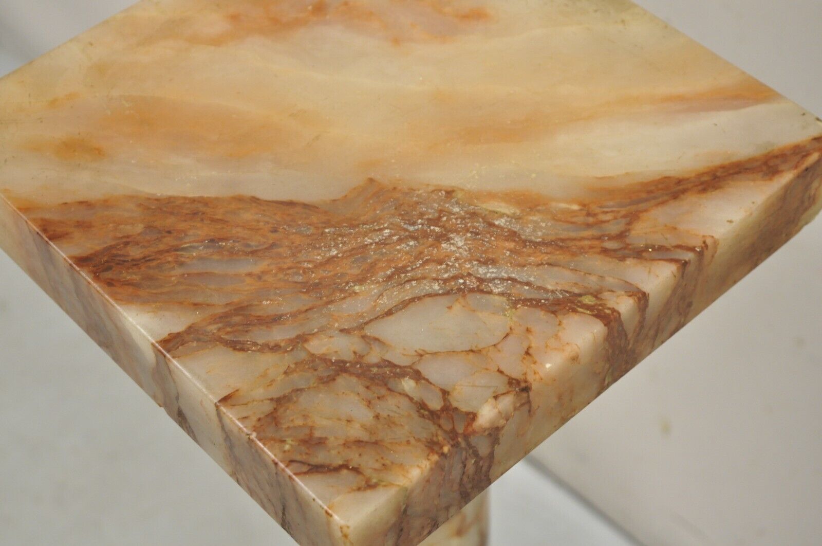 Antique French Empire Carved Onyx and Bronze Mounted Brown Column Pedestal