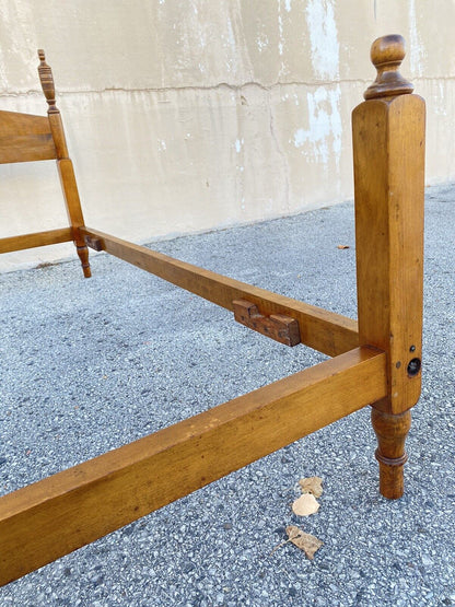 Antique Hitchcock Style Maple Wood Single Twin Bed Frames w/ Urn Finial - a Pair