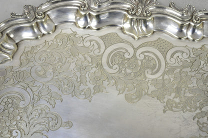 Antique Gorham English Victorian Silver Plated Scalloped Serving Platter Tray