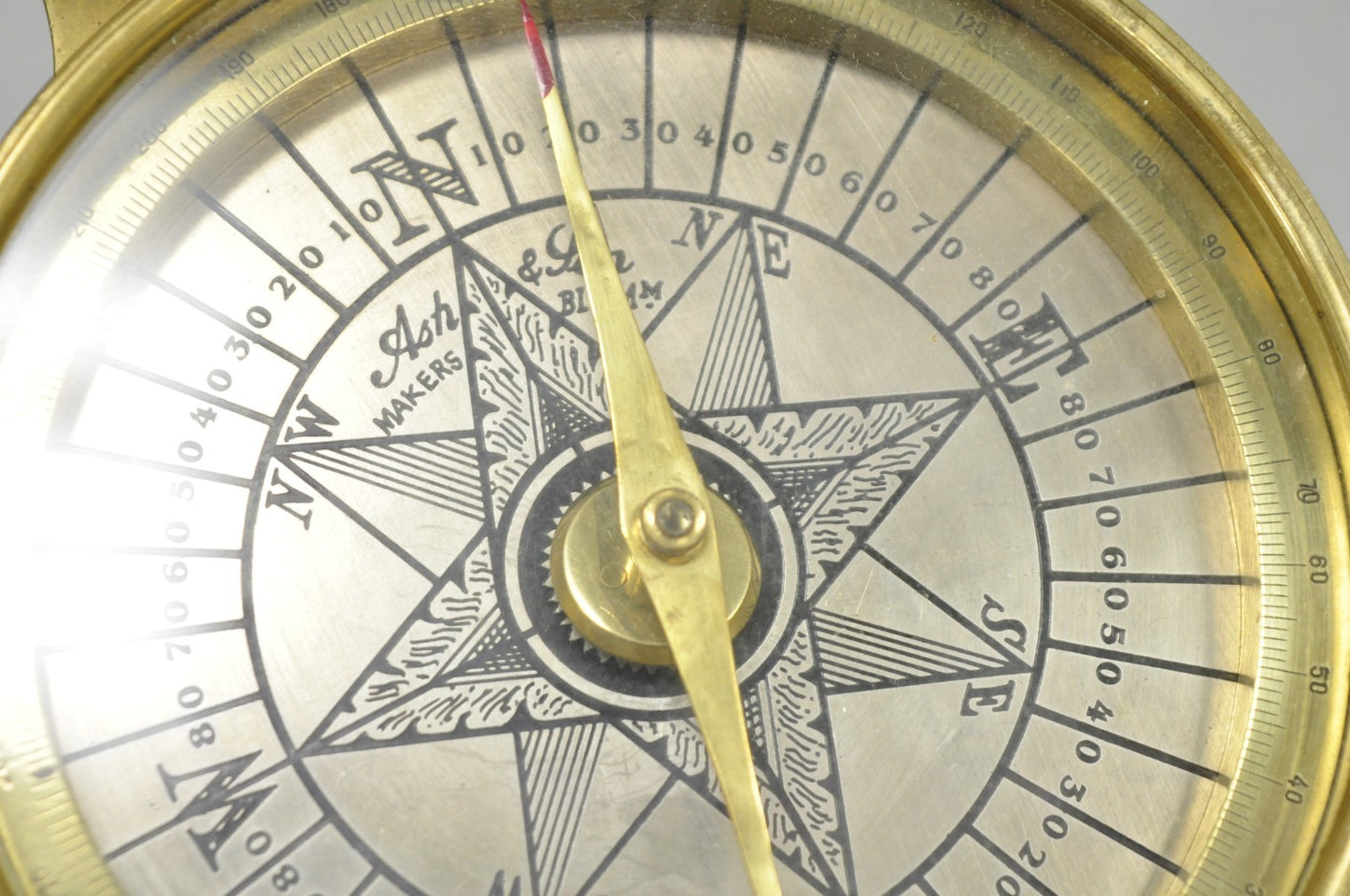 Vintage Victorian Ash & Son Makers Brass Maritime Ship Compass Birmingham Cover