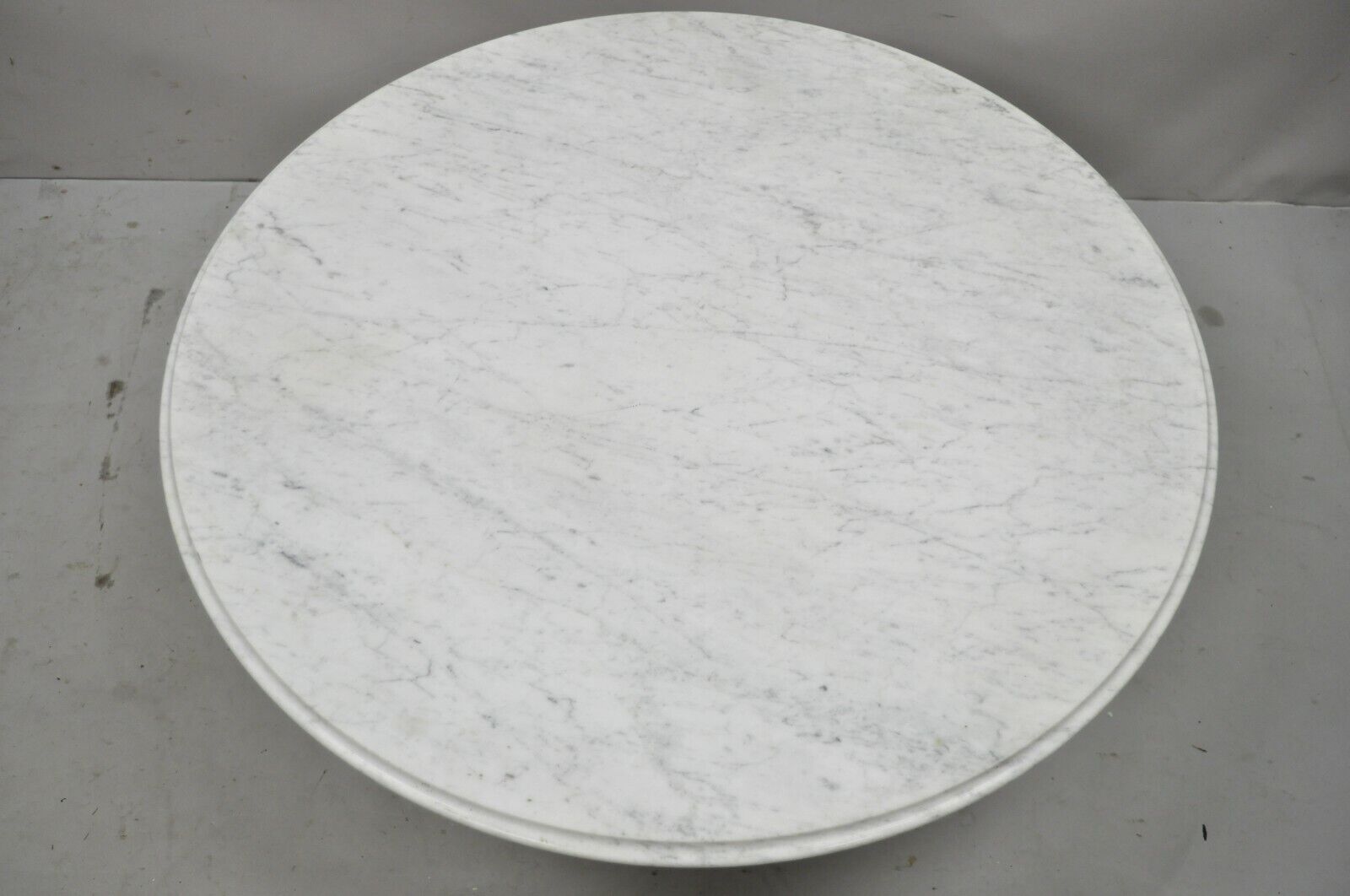 Vintage Warren Platner For Knoll Chrome Steel Wire Round Marble Top Coffee Table