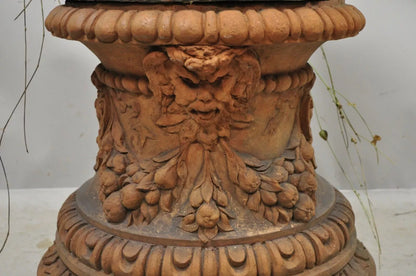 Antique Neoclassical Terracotta Garden Pedestal Planter Pot with Cherub Figures