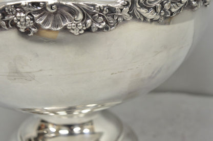 Vintage FB Rogers 5614 Victorian Silver Plated Punchbowl w/ Round Tray, 2 Pc Set