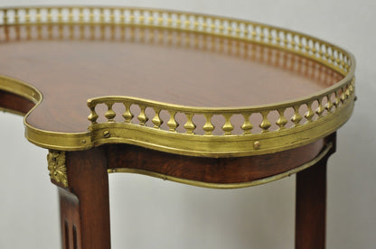 Vintage French Louis XV Style Mahogany Kidney Bean Side Table w/ Bronze Ormolu