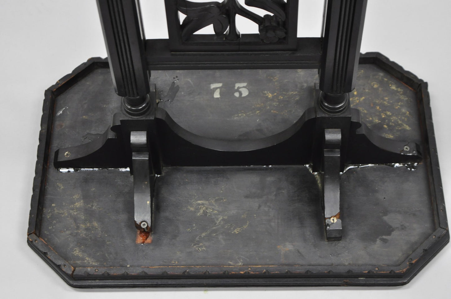 Antique Victorian Aesthetic Movement Black Ebonized 34" Plant Stand Side Table